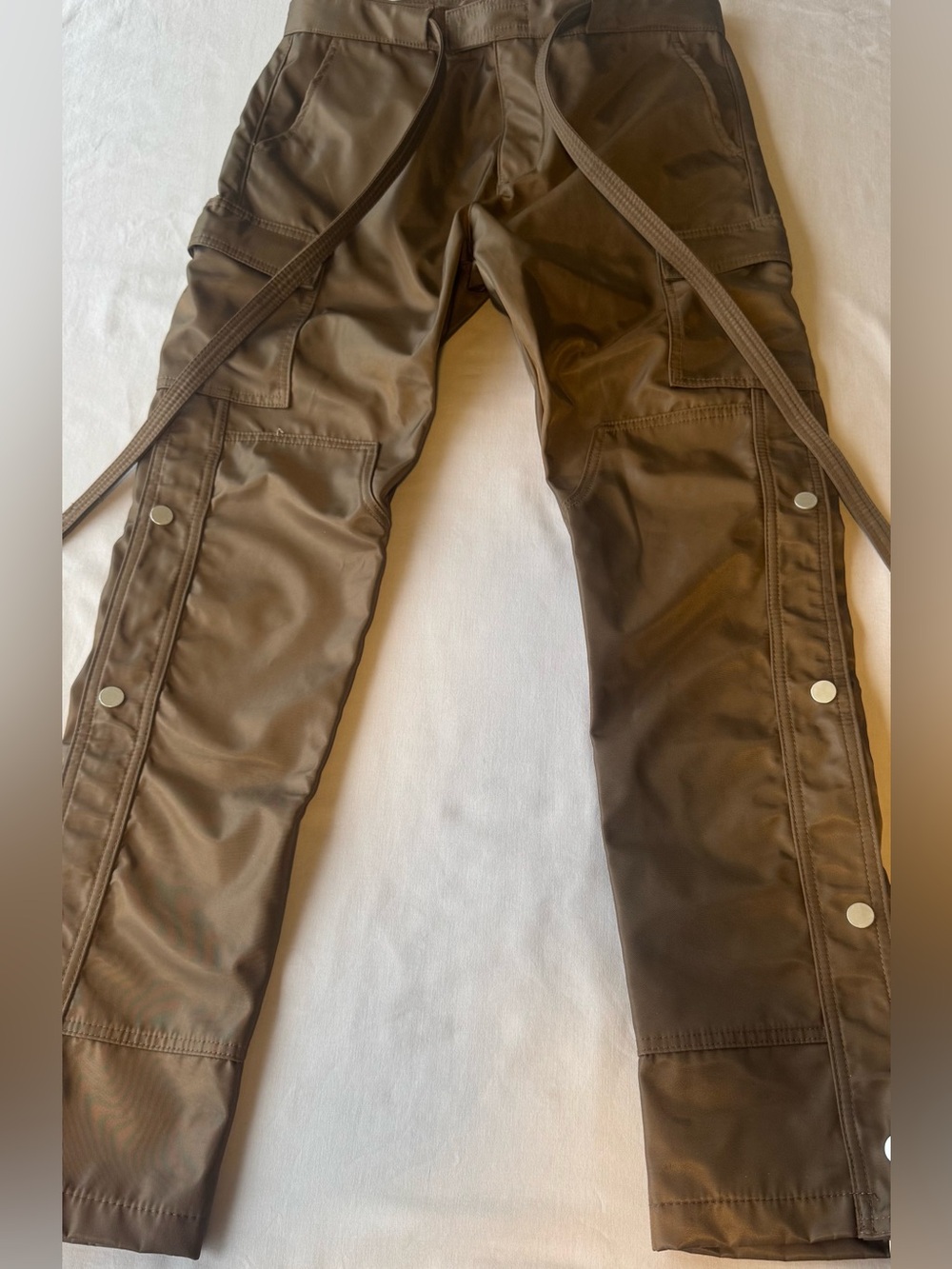 MNML Men’s Brown Snap Button Cargo Pants Drawstring 30/31 Small